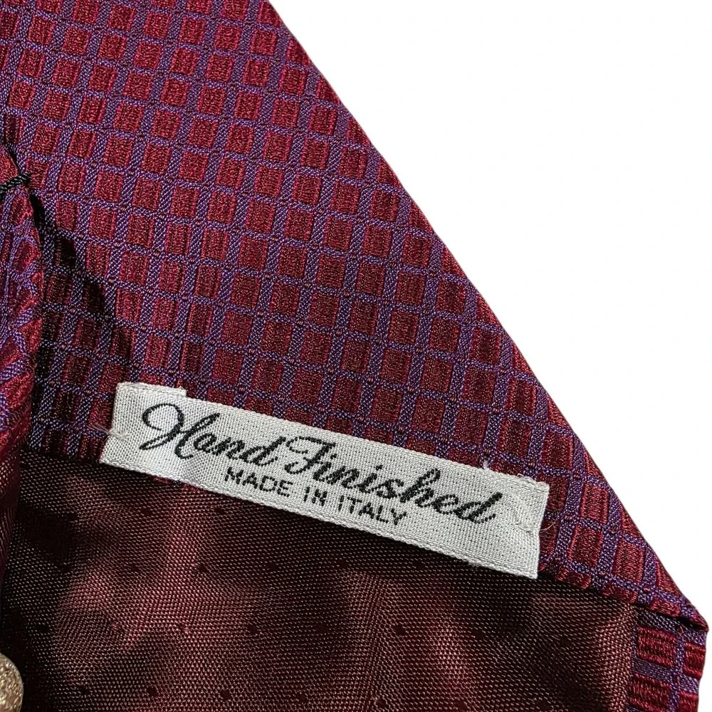 SCHOFFA Burgundy Textured‎ Silk Mens Necktie Hand Finished Made in Italy Luxury